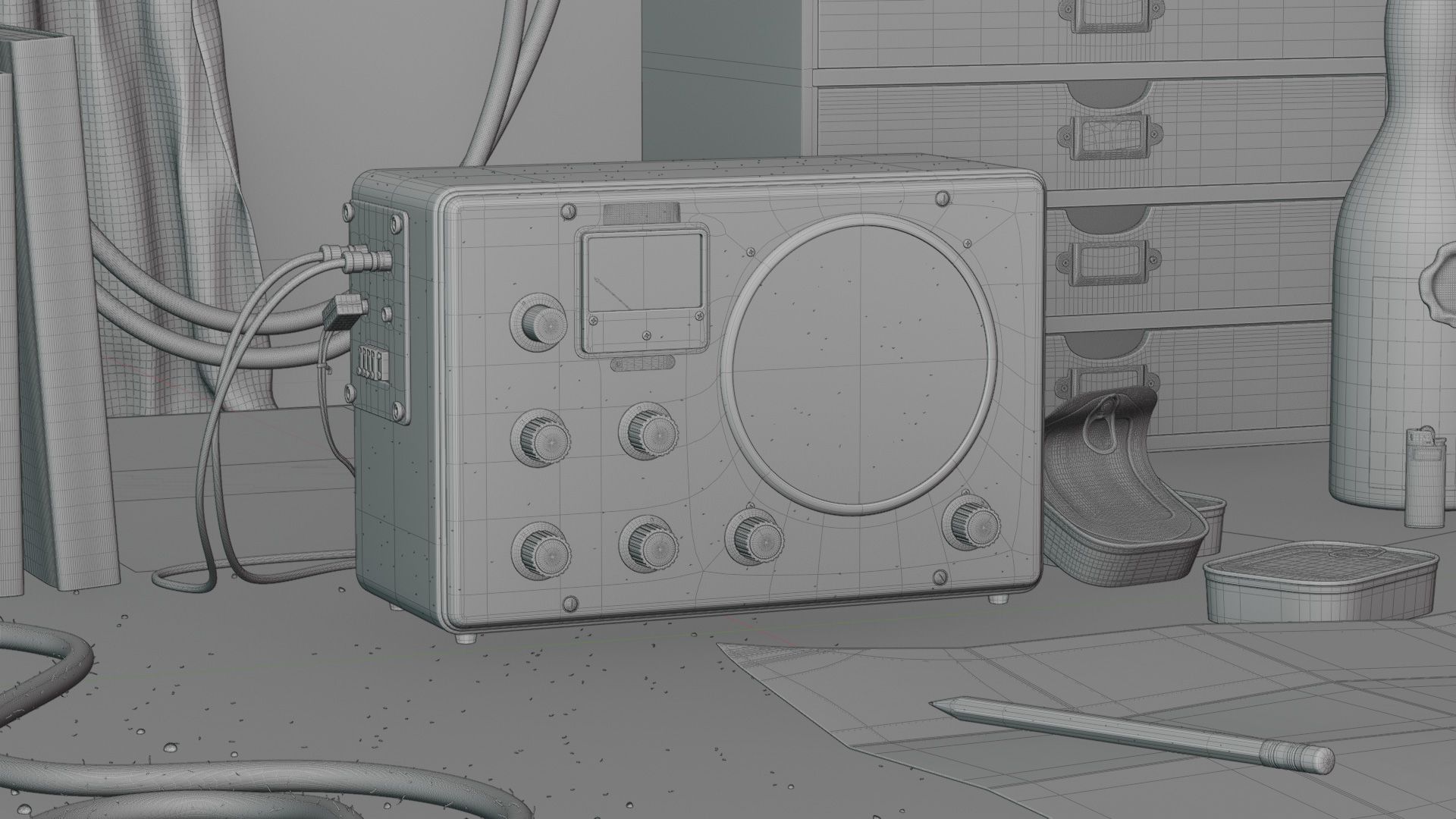 Wireframe of Sailor TS66 radio receiver.